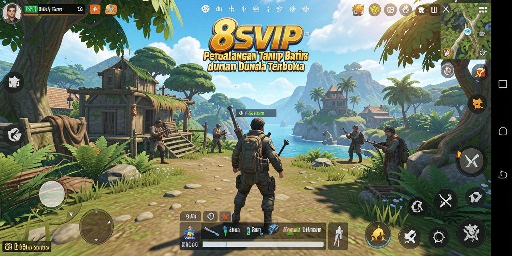 Screenshot 8SVIP menampilkan suasana petualangan dalam dunia terbuka.