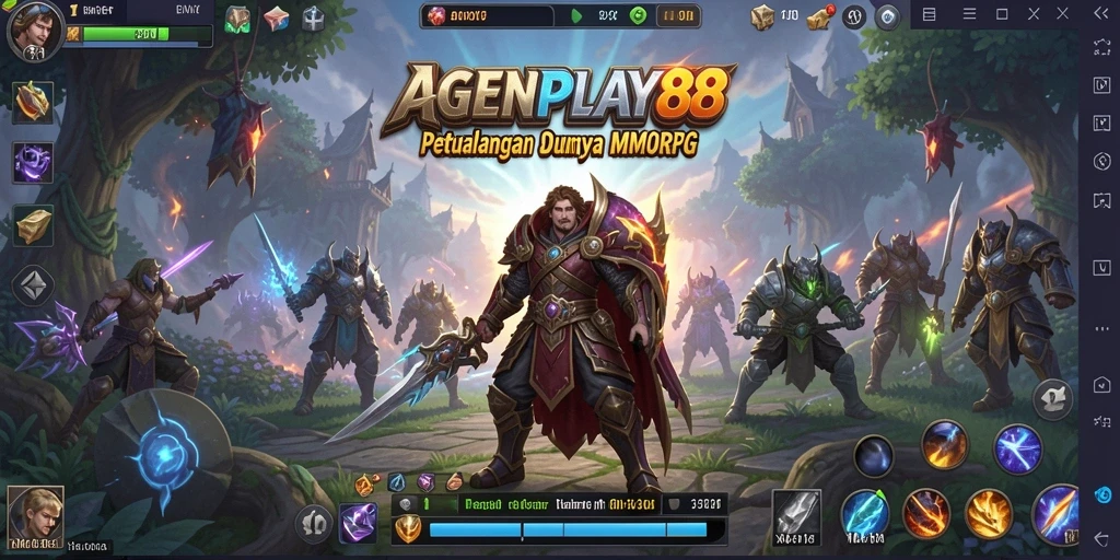 Screenshot AGENPLAY88 menampilkan aksi seru dalam pertempuran MMORPG.