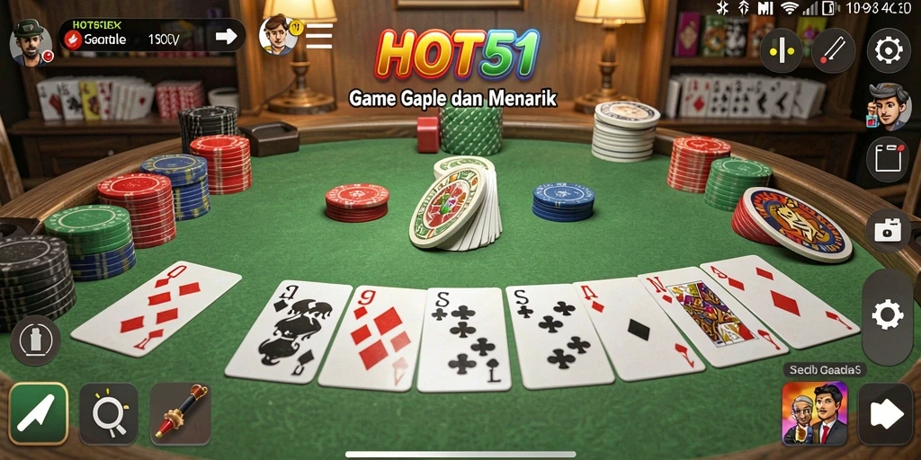 Screenshot utama HOT51 menampilkan suasana seru permainan Gaple.