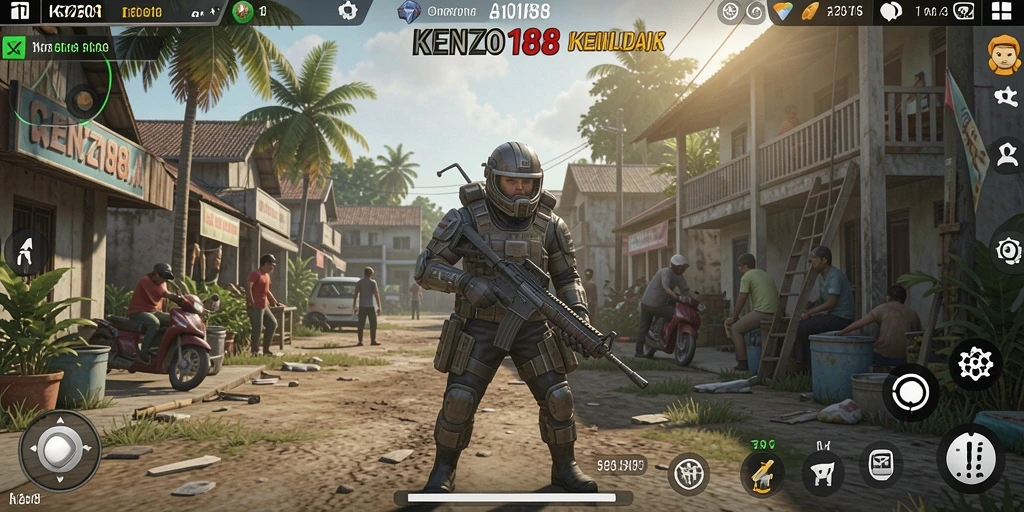 Tangkapan layar utama KENZO188 menampilkan gameplay simulasi kehidupan.