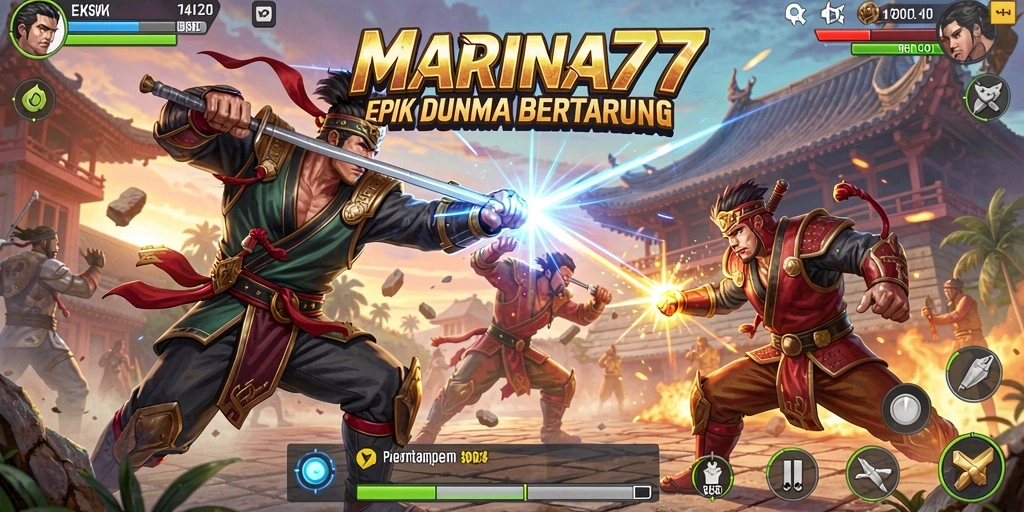 Tangkapan layar gameplay MARINA77 menampilkan pertarungan yang seru dan mendebarkan.