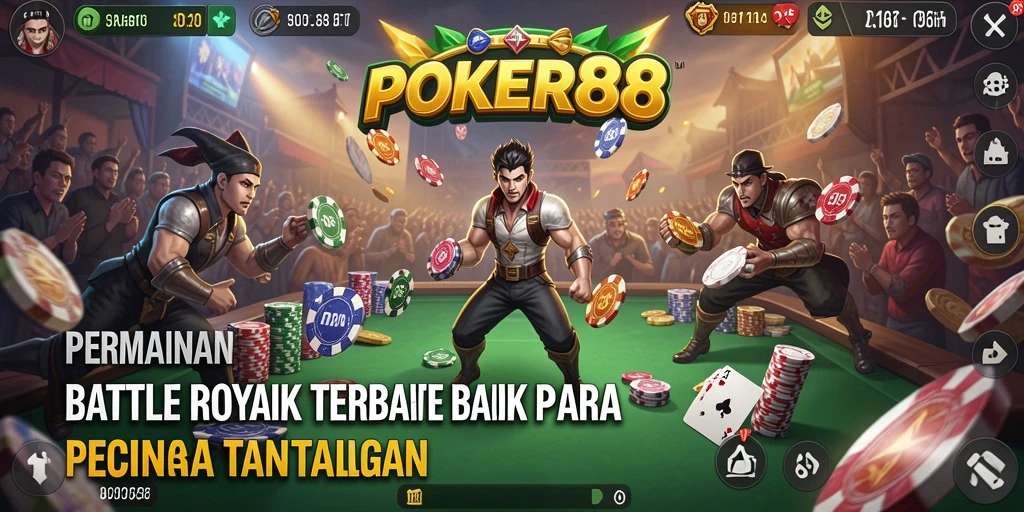 Screenshot utama POKER88 menampilkan ketegangan gameplay Battle Royale yang seru.