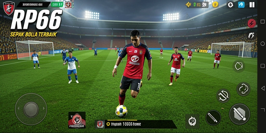 Tampilan gameplay RP66 yang mendebarkan dan penuh aksi sepak bola.