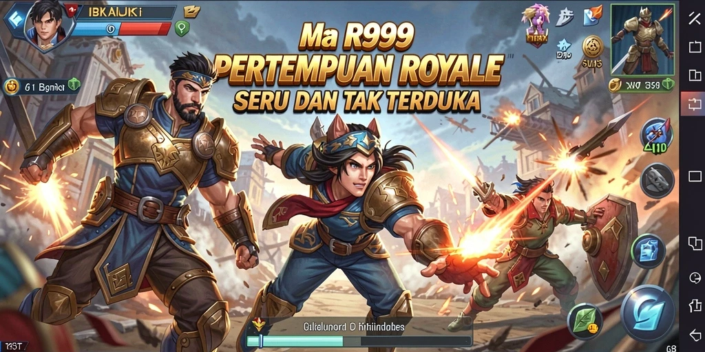 Gameplay RR999 menampilkan pertempuran intens di arena Battle Royale.