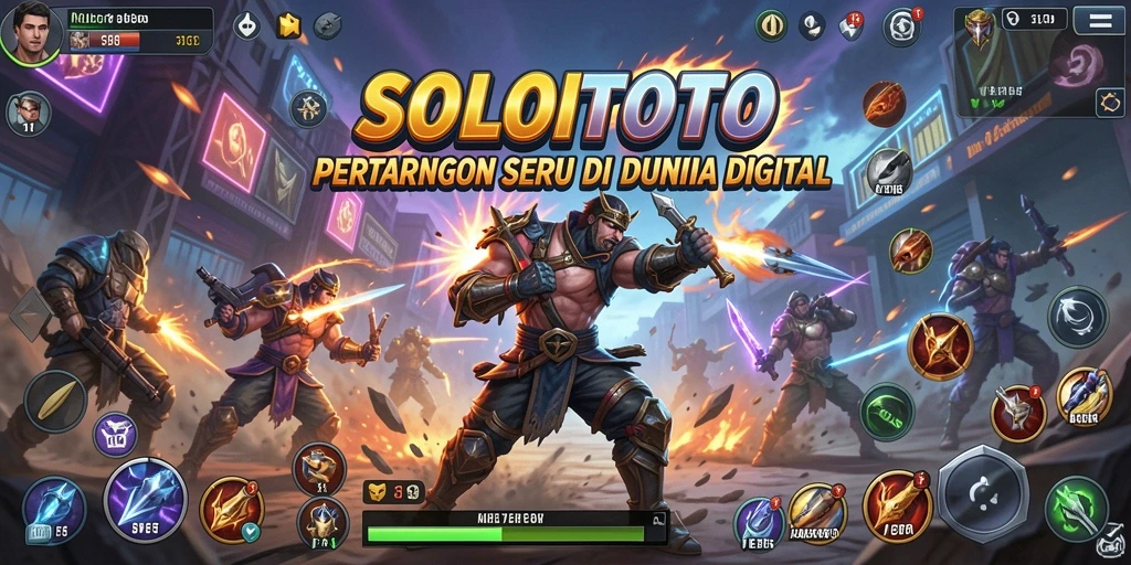Tangkapan layar gameplay menampilkan karakter yang bertarung dengan efek visual yang menarik.