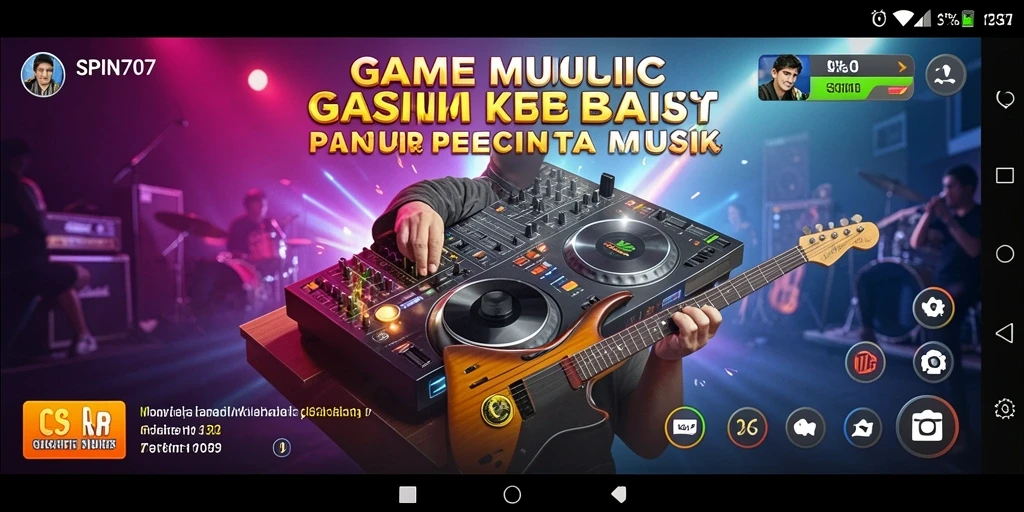 Tampilan screenshot utama SPIN707 menampilkan gameplay seru dengan latar musik.