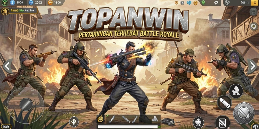 Tampilan menegangkan gameplay Battle Royale di TOPANWIN.